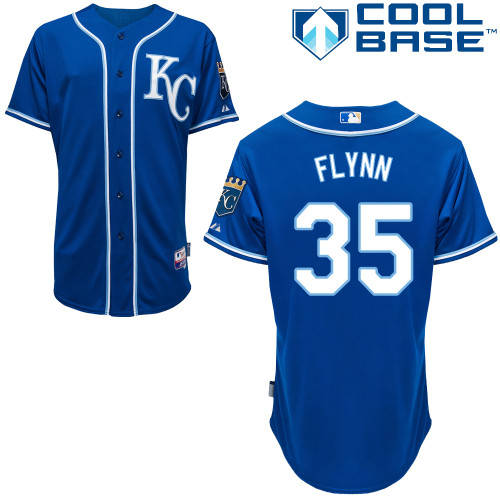 Brian Flynn #35 MLB Jersey-Kansas City Royals Men's Authentic 2014 Alternate 2 Blue Cool Base Baseball Jersey